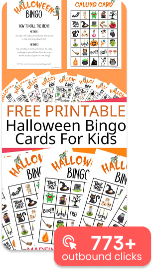 A printable Halloween bingo cards Pin with a 773+ outbound clicks badge