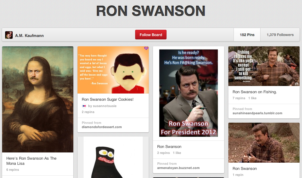 Ron Swanson in the Manliest of Men and Even HE is on Pinterest.