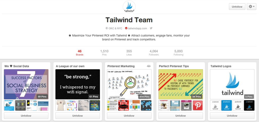 Tailwind's Pinterest Account