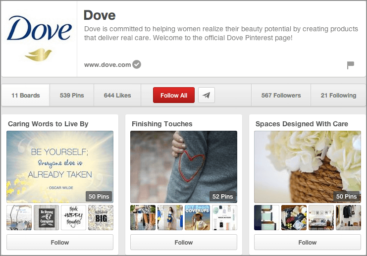Dove is a CPG Brand on Pinterest