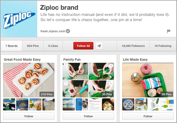Ziploc is a CPG Brand on Pinterest