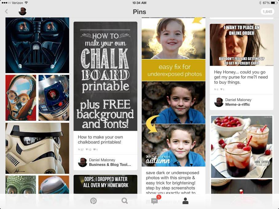 Example: The iPad Mobile Pinterest App