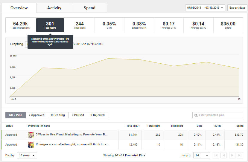 Promoted Pins Dashboard
