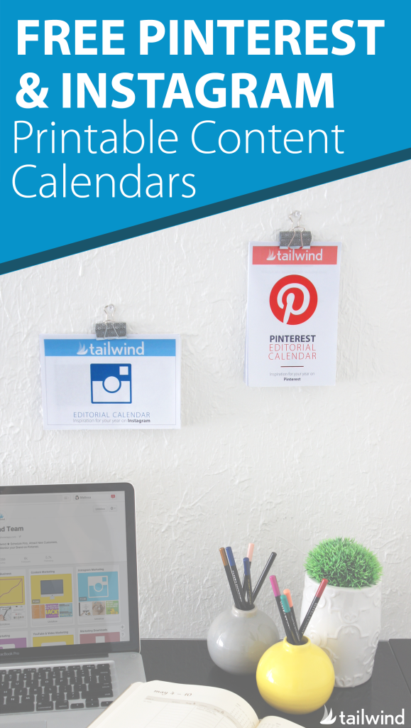 FREE Printable 2016 Pinterest & Instagram Content Calendars