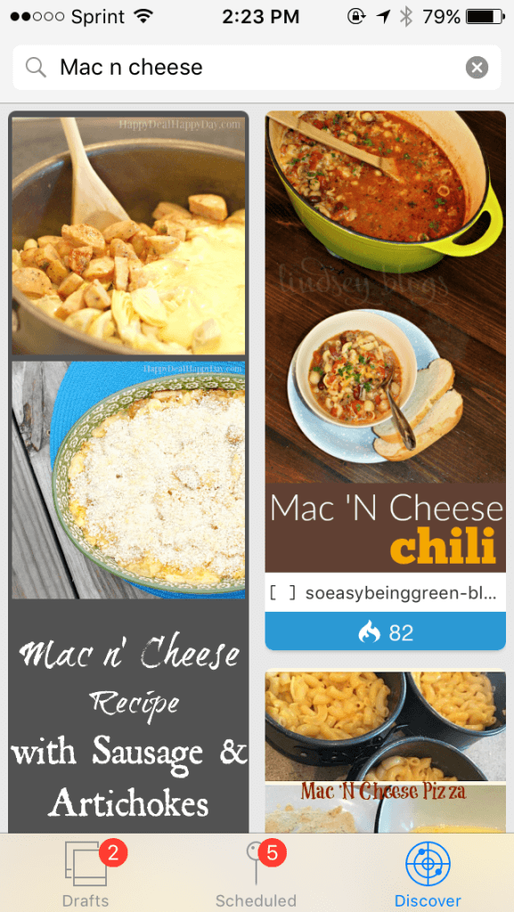 Mac 'n Cheese Content in Discover