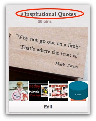 Hashtag in Pinterest board name