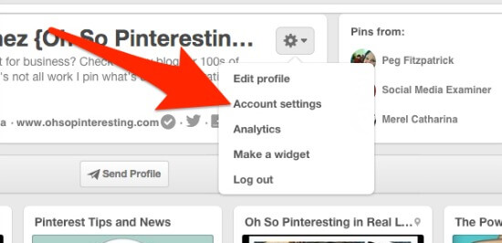 How to get to Pinterest email settings