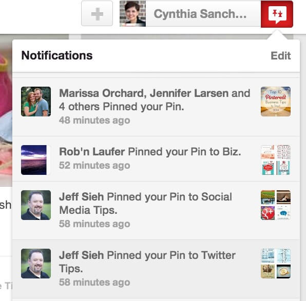 New Pintaerest notifications limit information
