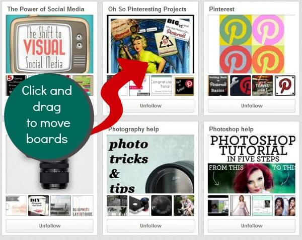 New look Pinterest Move Boards