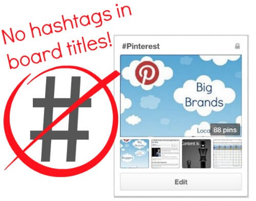 No hashtags in Pinterest board titles