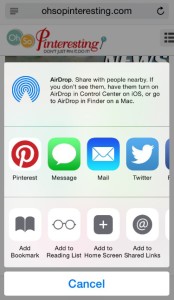 Pin to Pinterest from iPhone iOS 8