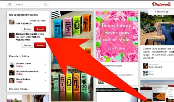 Pinterest group board invitation list