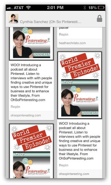 Pinterest mobile app on iPhone