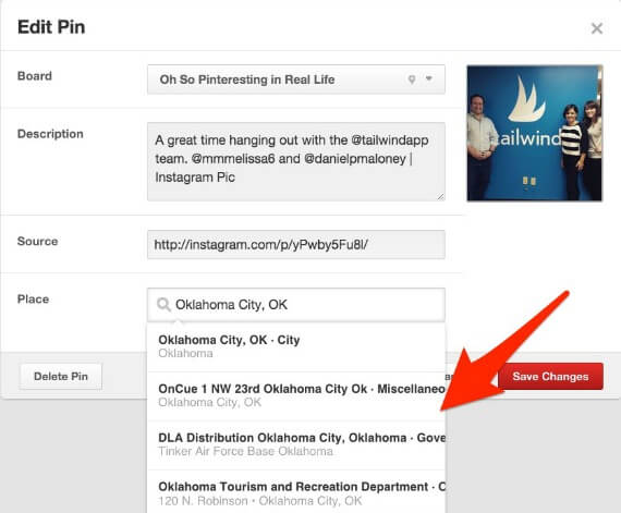 Pinterest pins with Foursquare maps