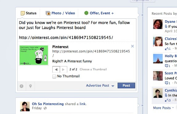 Promote your Pinterest pins on Facebook