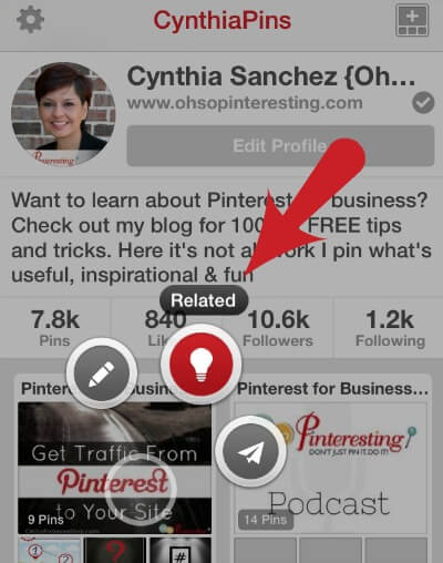Related boards on Pinterest mobile app