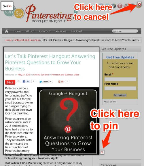 Shot Pin for pages with no pinnable images for Pinterest