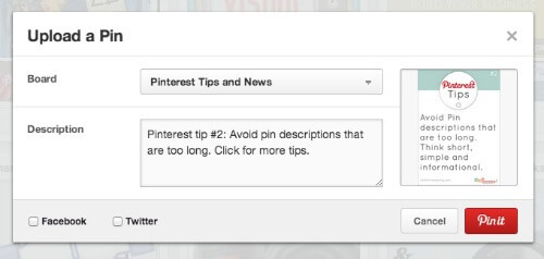 Upload an image to Pinterest and write helpful description