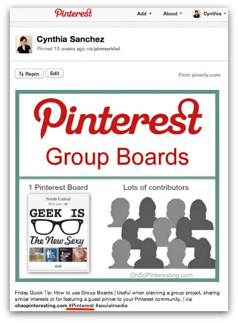 Using # on Pinterest