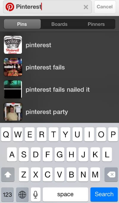 With Pinterest Guided Search choose from pins boards or pinners