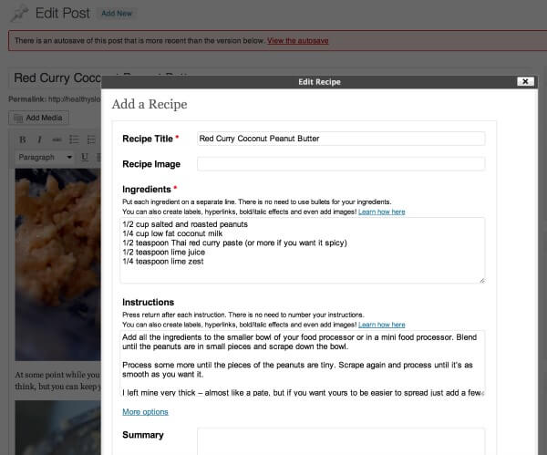 ziplist add recipe for Pinterest