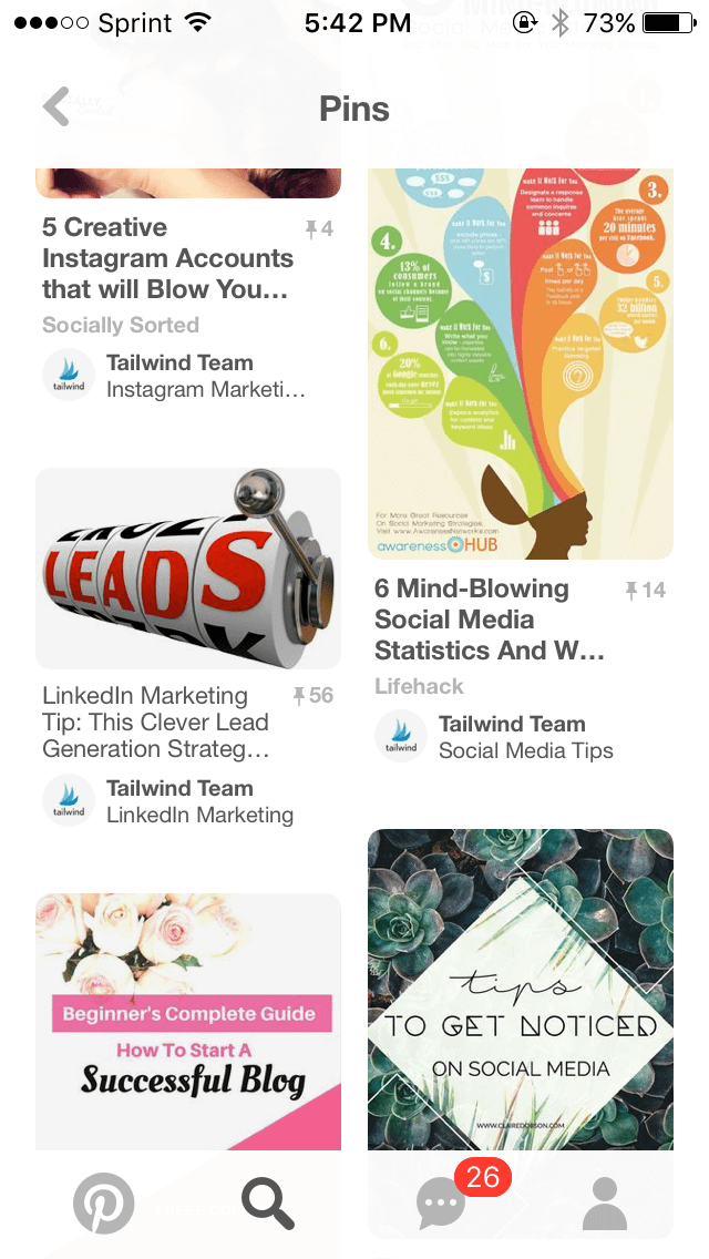 Example of Pinterest truncating descriptions in Pinterest iOS app.