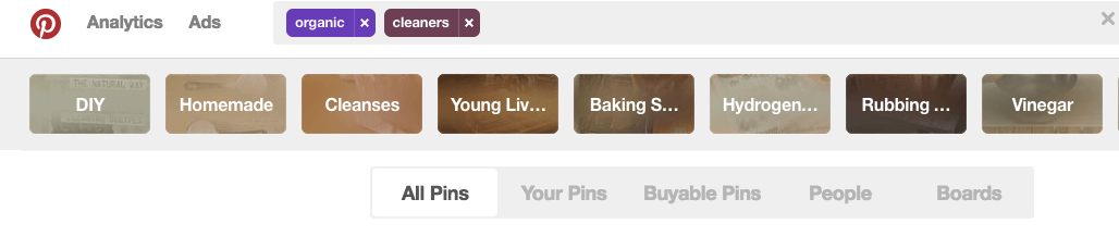Pinterest's Guided Search is perfect for finding keywords.