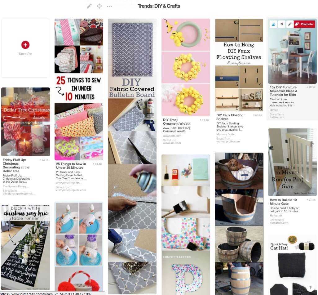 Trending in the DIY and Crafts Category on Pinterest in December