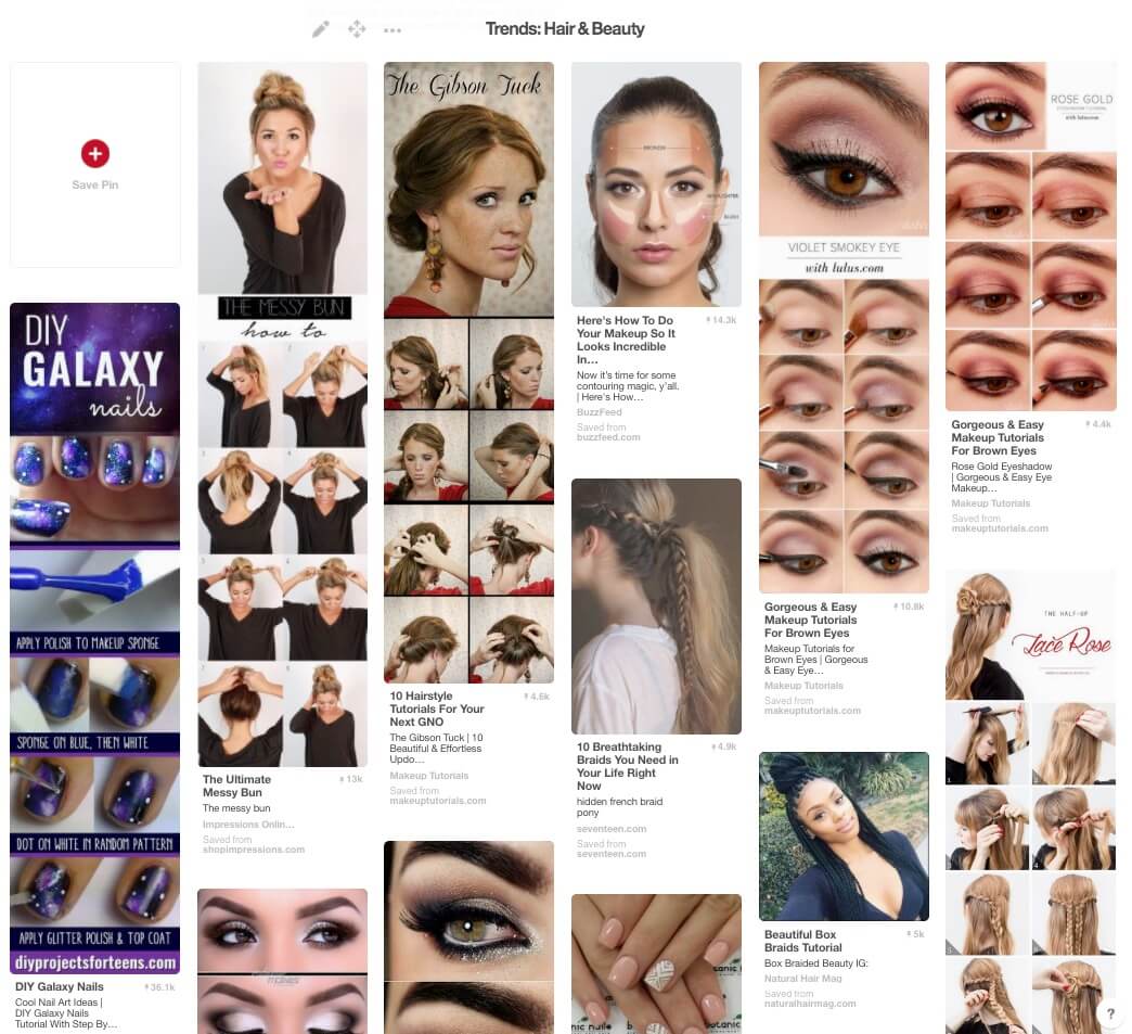 Trending in the Hair and Beauty Category on Pinterest in December