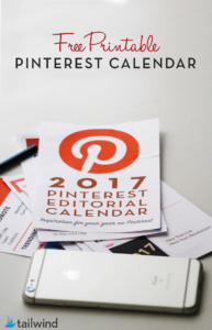 Free 2017 Printable Pinterest Content Calendar Pin