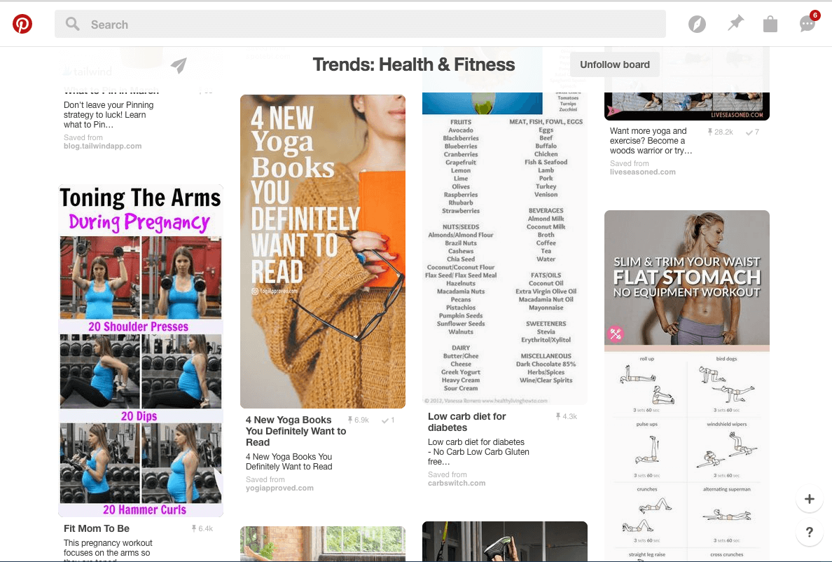 Heath and Fitness Trends on Pinterest in April