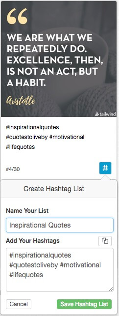 Tailwind for Instagram Hashtag Lists