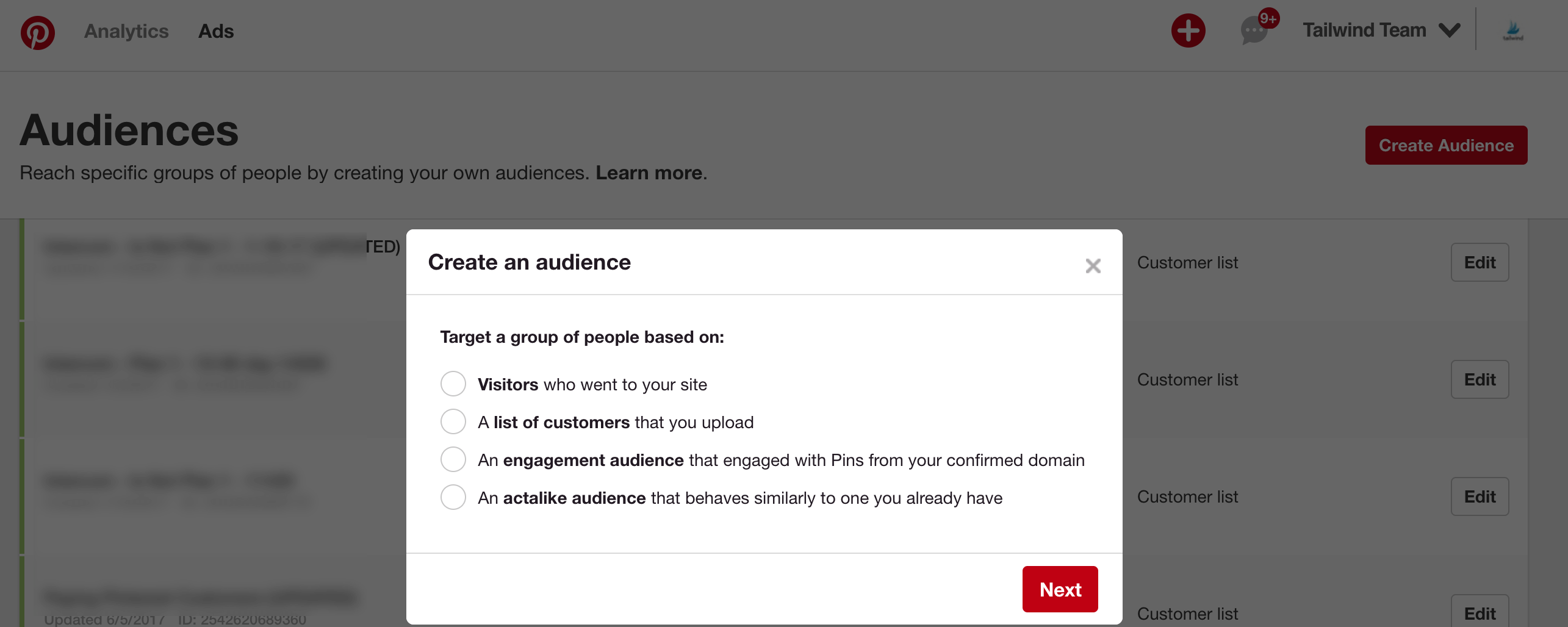 set up pinterest audiences