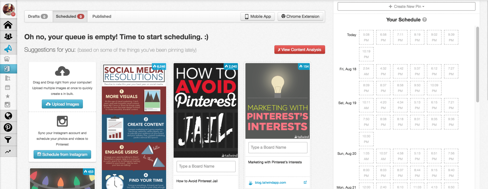 Tailwind SmartSchedule knows the best times for you to Pin to Pinterest