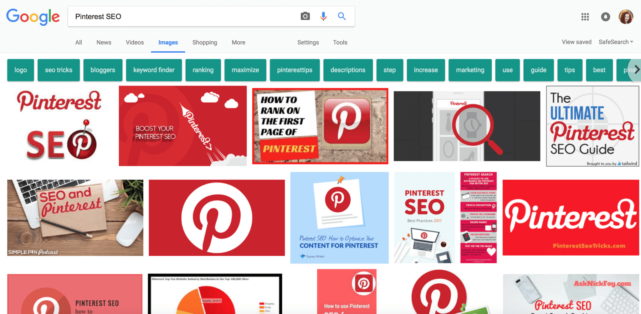 Pinterest SEO Google Search