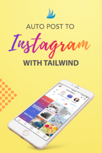 iPhone showcasing Instagram profile grid with the text: Introducing Auto Post to Instagram with Tailwind