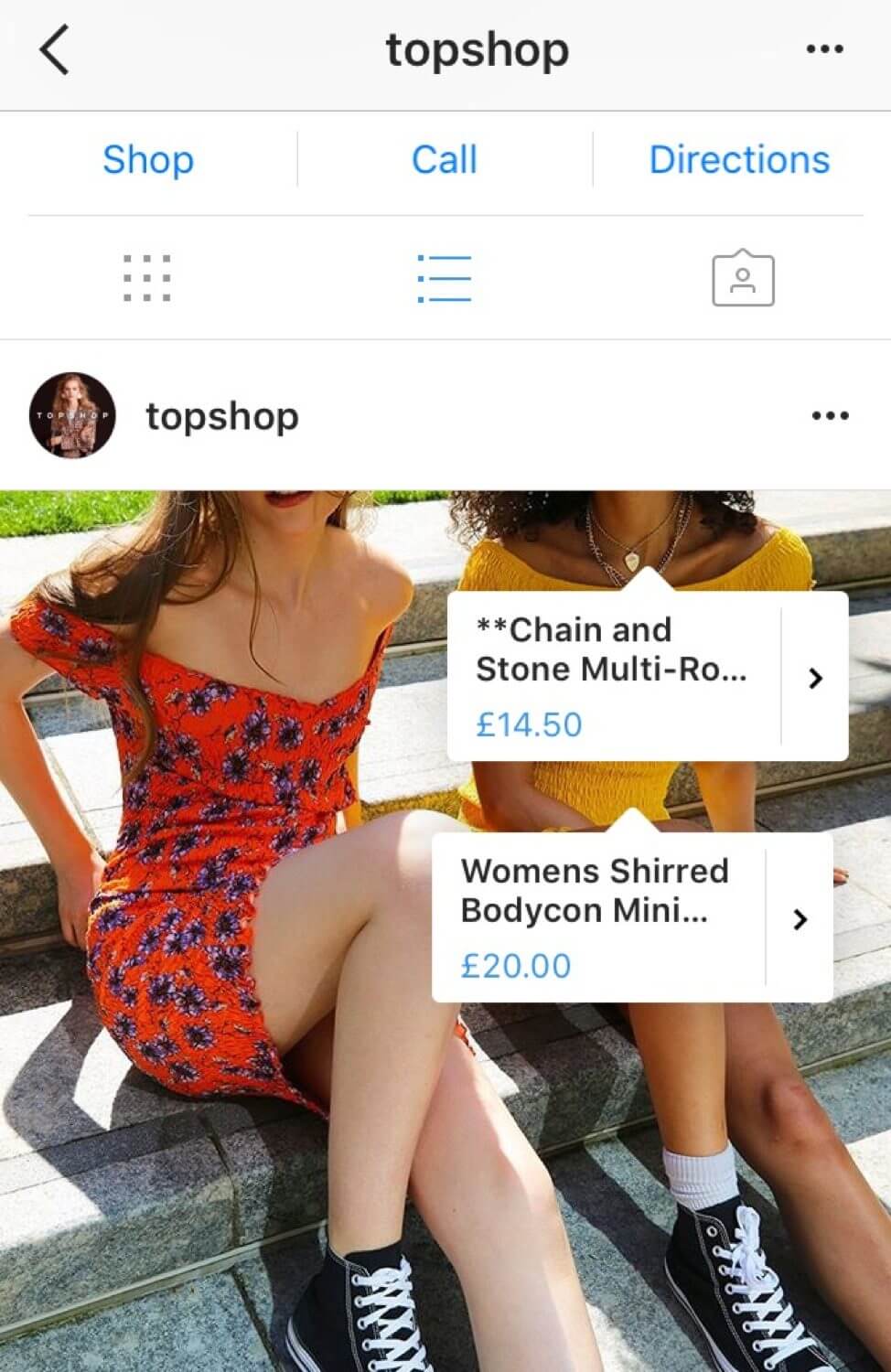 Shoppable posts in Instagram