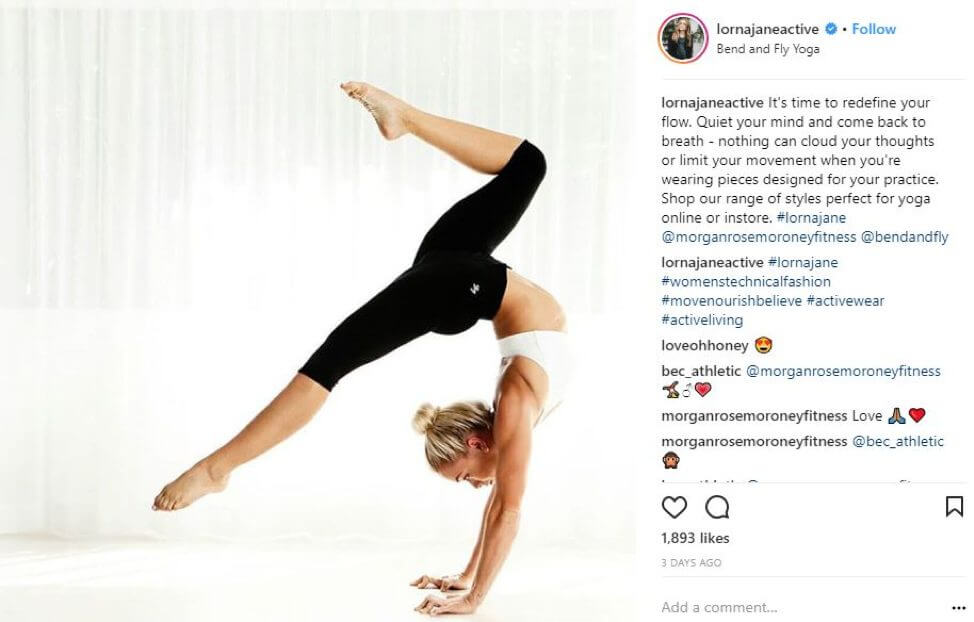Post of woman doing yoga in athletic wear