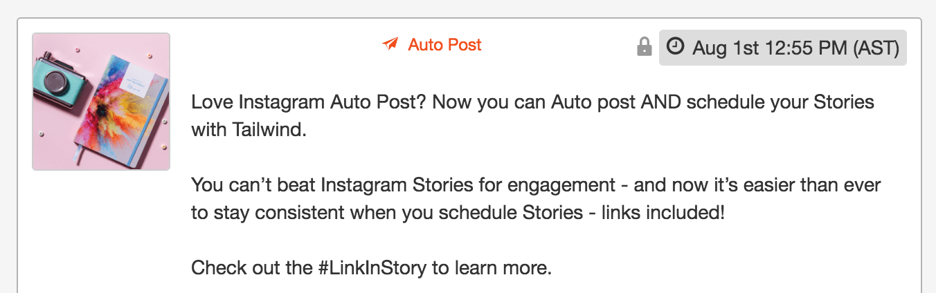 scheduling an instagram auto post on Tailwind
