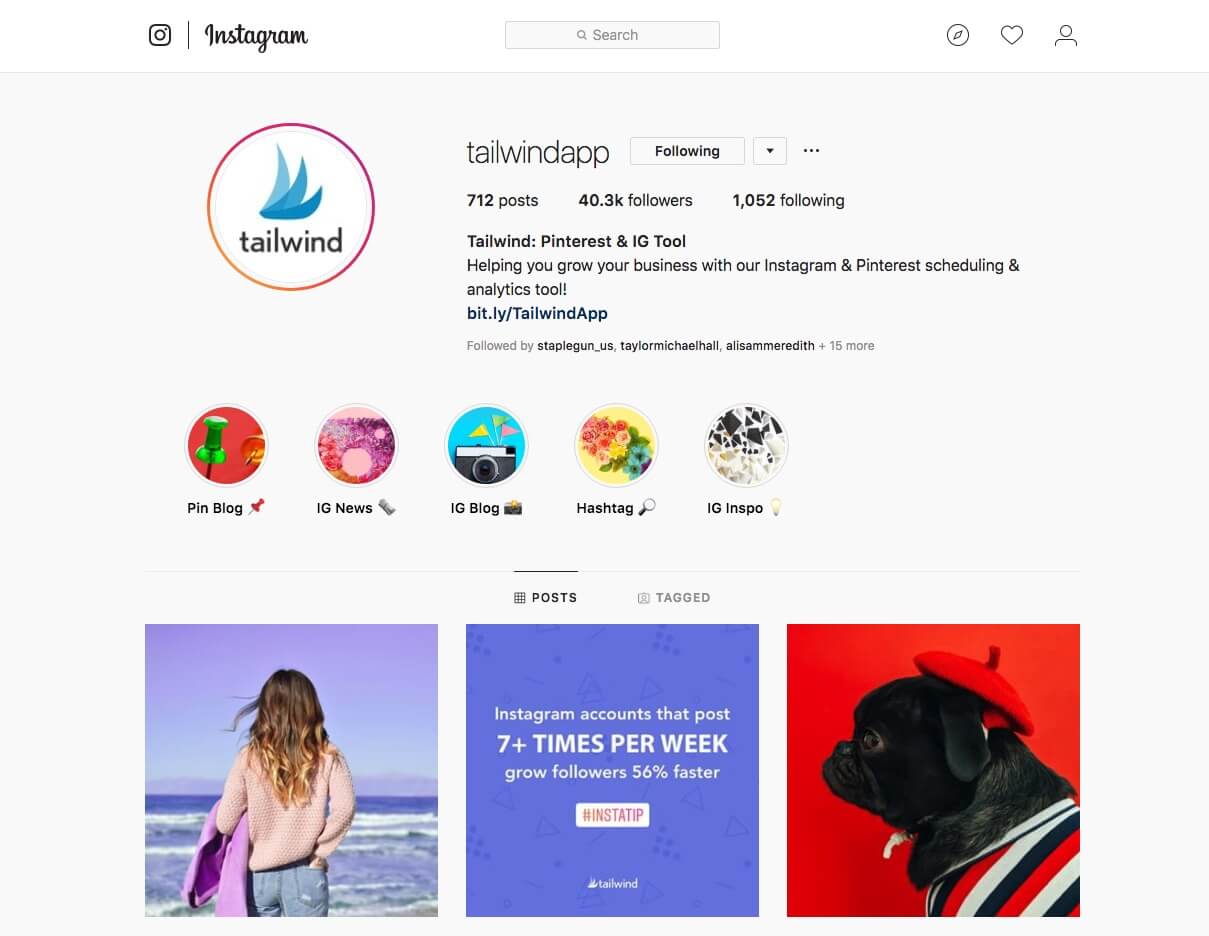 Tailwind's Instagram Account