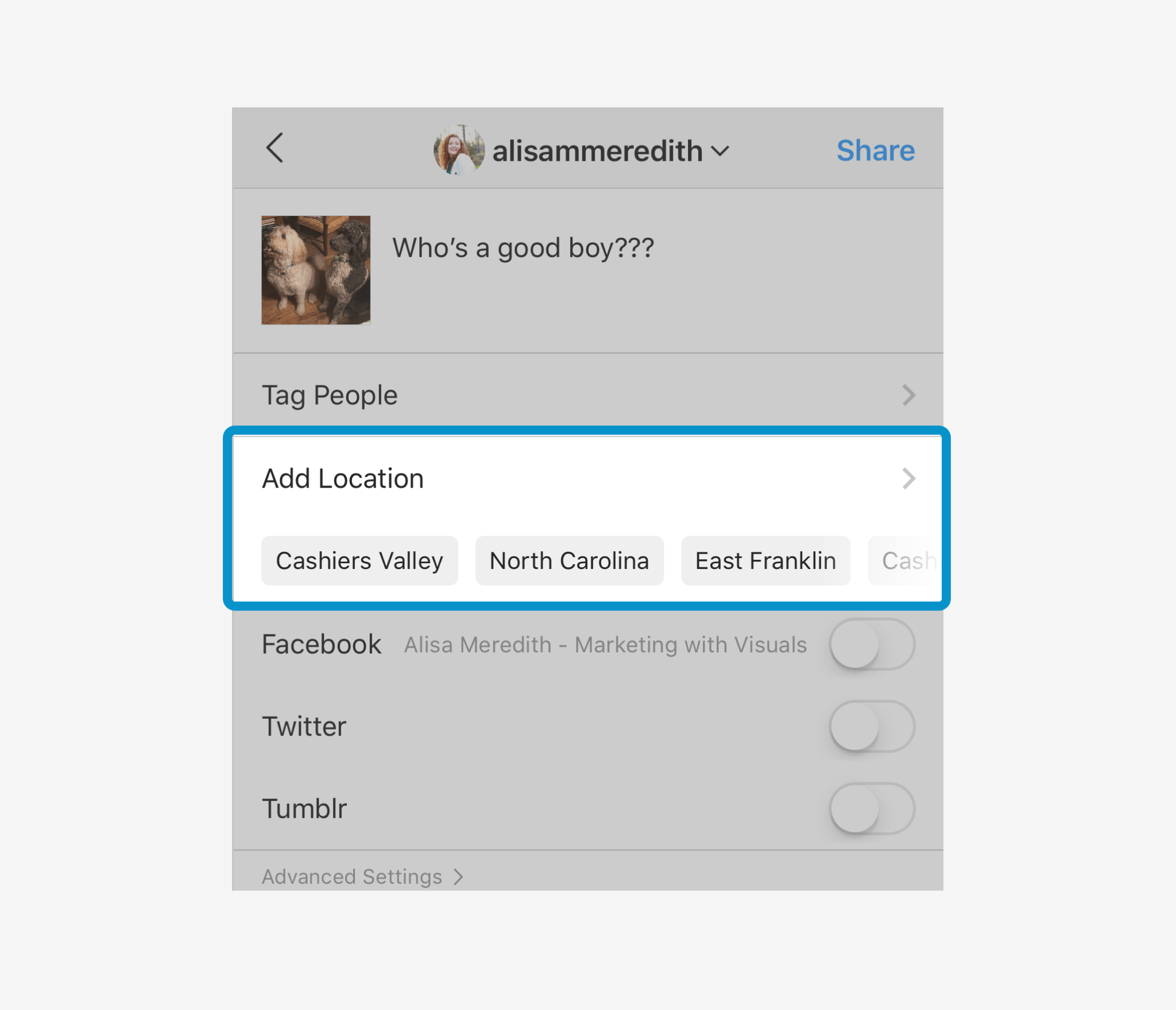 Instagram geotag!