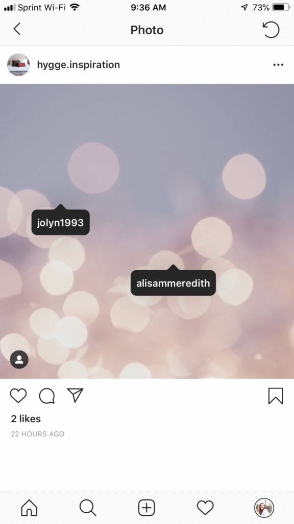 Screenshot of an image on Instagram with user tags