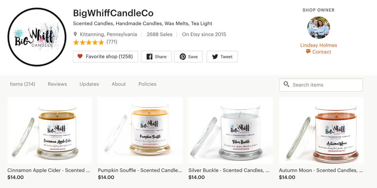 Big Whiff Candles - Etsy Candle Store