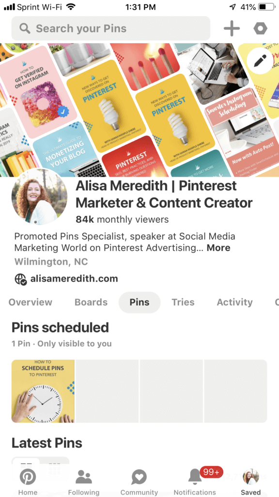 Screenshot of your Pins on Pinterest - edit the ones you scheduled