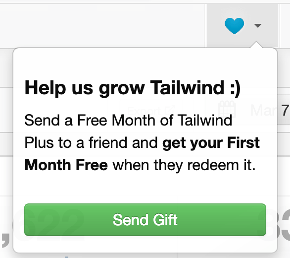 Screenshot of the referral link button on Tailwind