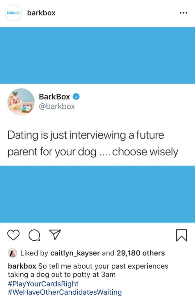 Example #1: Dating = Dog Parent Interview by @barkbox 