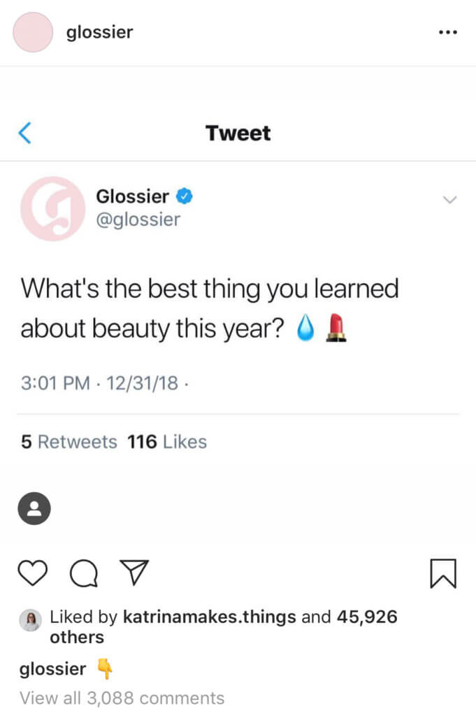 Example #3: Best Beauty Learnings This Year by @glossier