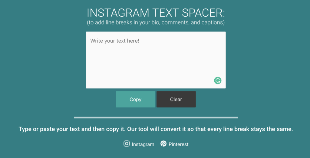 how to create line breaks and spaces on Instagram