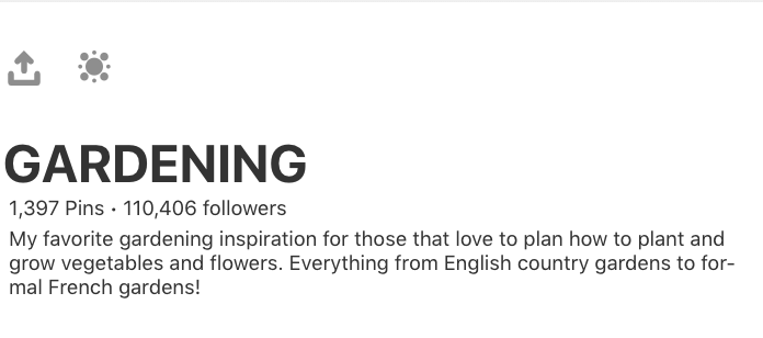 Screenshot of a Pinterest Board Description