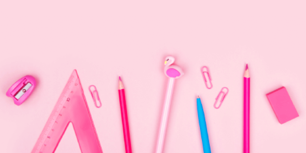 blog post header - 7 tips on how to write good instagram captions - ruler, pencil and eraser on pink background